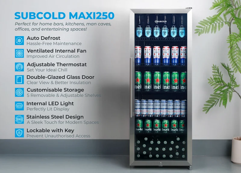 Subcold Maxi250 Tall Drinks Fridge Stainless Steel | Refurbished