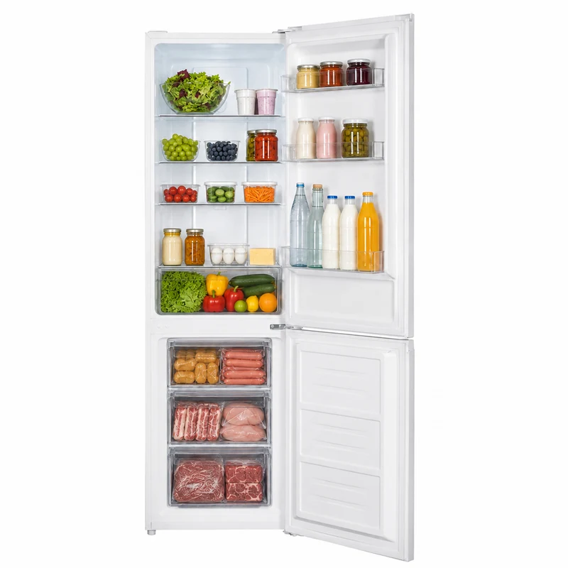 Heinner HCNF-HM253INVD Koel-vriescombinatie – 253 L – Total No Frost – Inverter Compressor – Energieklasse D – Elektronische Bediening met Instelbare Thermostaat – LED-verlichting – Wit – 5 Jaar Garantie