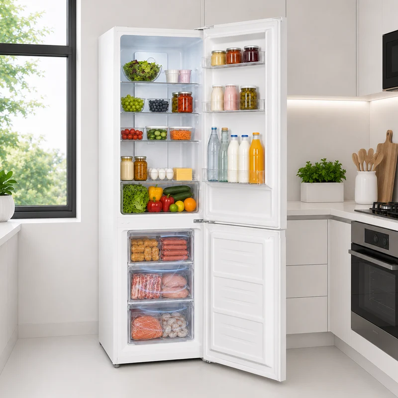 Heinner HCNF-HM253INVD Koel-vriescombinatie – 253 L – Total No Frost – Inverter Compressor – Energieklasse D – Elektronische Bediening met Instelbare Thermostaat – LED-verlichting – Wit – 5 Jaar Garantie