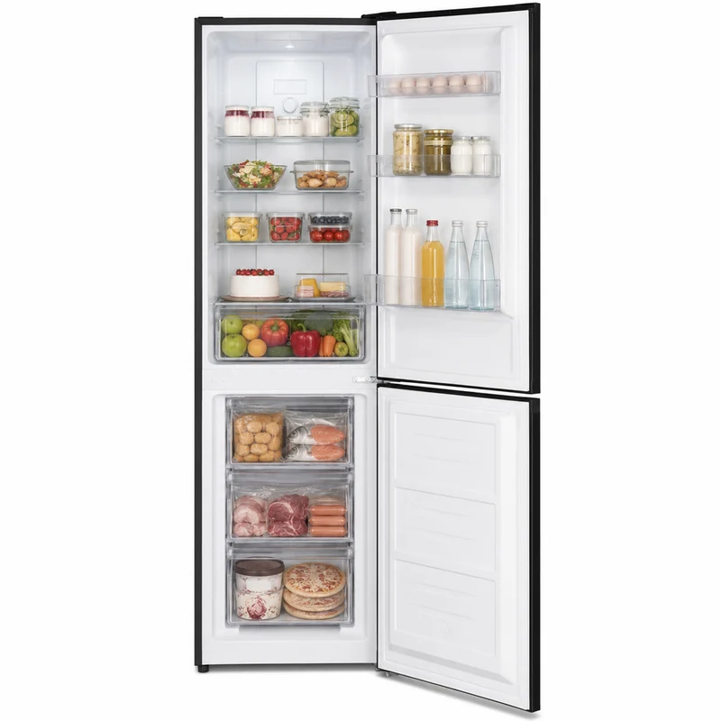 Heinner koel-vriescombinatie HCNF-HM253INVBKE – Full No Frost – Inverter Compressor – Zwart
