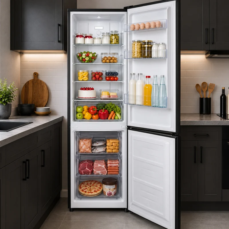 Heinner koel-vriescombinatie HCNF-HM253INVBKE – Full No Frost – Inverter Compressor – Zwart