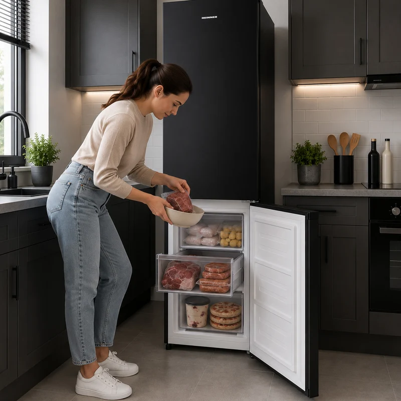 Heinner koel-vriescombinatie HCNF-HM253INVBKE – Full No Frost – Inverter Compressor – Zwart