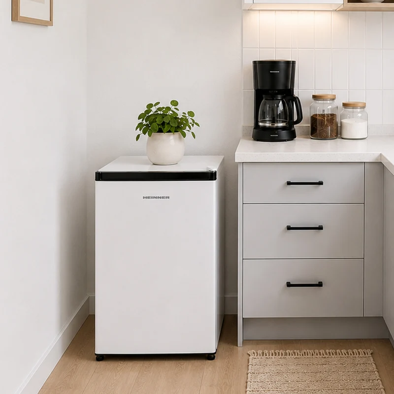Heinner HMB-M66E minibar koelkast – 66 liter – mechanische thermostaat – omkeerbare deur – wit – 5 jaar garantie
