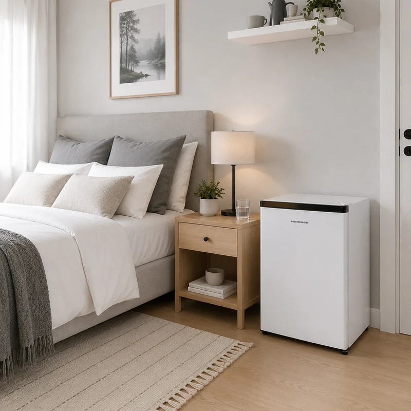 Heinner HMB-M66E minibar koelkast – 66 liter – mechanische thermostaat – omkeerbare deur – wit – 5 jaar garantie