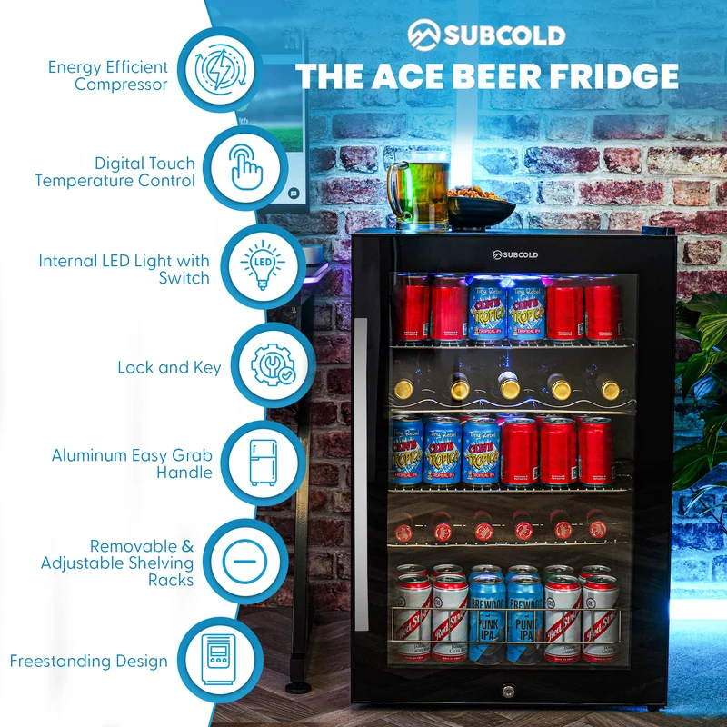 Subcold Ace 130 LED Touch Control Beer Fridge - Black | Refurbished