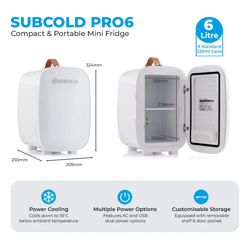 Pro 6L Mini Fridge - White | Refurbished