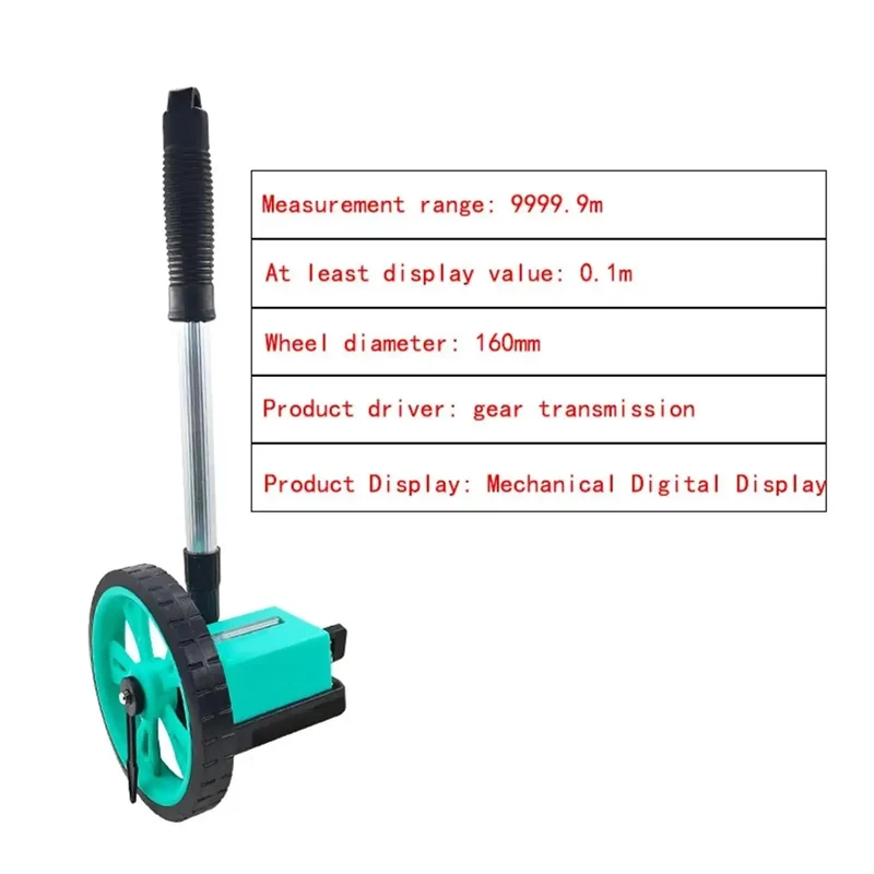 Heavy Duty Manual Distance Measuring Wheel For Contractor Crews And Engineering Gigs Rolling Smooth Without Skip Using A Trusted Mechanical Dial Counter Up To 9999 Point 9 Meters