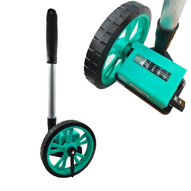 Heavy Duty Manual Distance Measuring Wheel For Contractor Crews And Engineering Gigs Rolling Smooth Without Skip Using A Trusted Mechanical Dial Counter Up To 9999 Point 9 Meters
