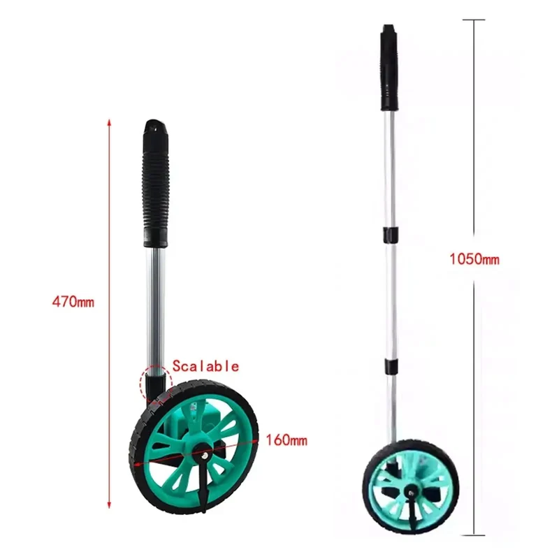 Heavy Duty Manual Distance Measuring Wheel For Contractor Crews And Engineering Gigs Rolling Smooth Without Skip Using A Trusted Mechanical Dial Counter Up To 9999 Point 9 Meters