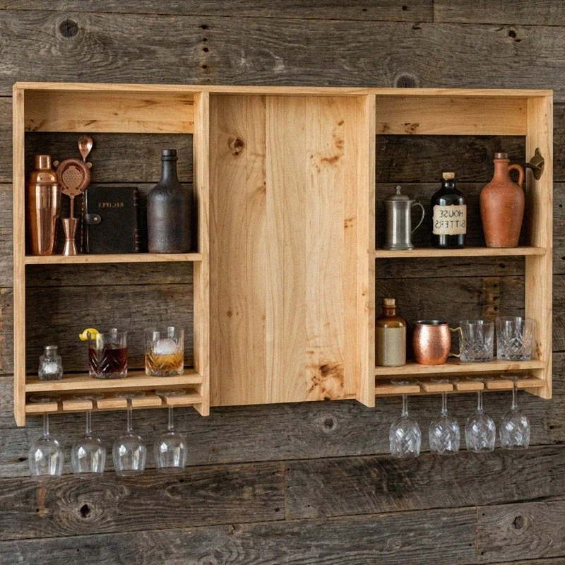 Large Rustic Wooden Bar Shelving Unit for Garden Pub & Pub Shed