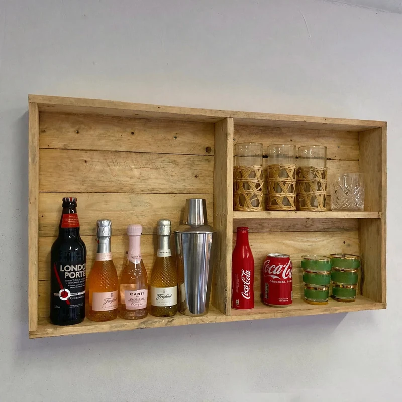 Rustic Wooden Bar Shelving Unit for Pub Shed & Garden Pub