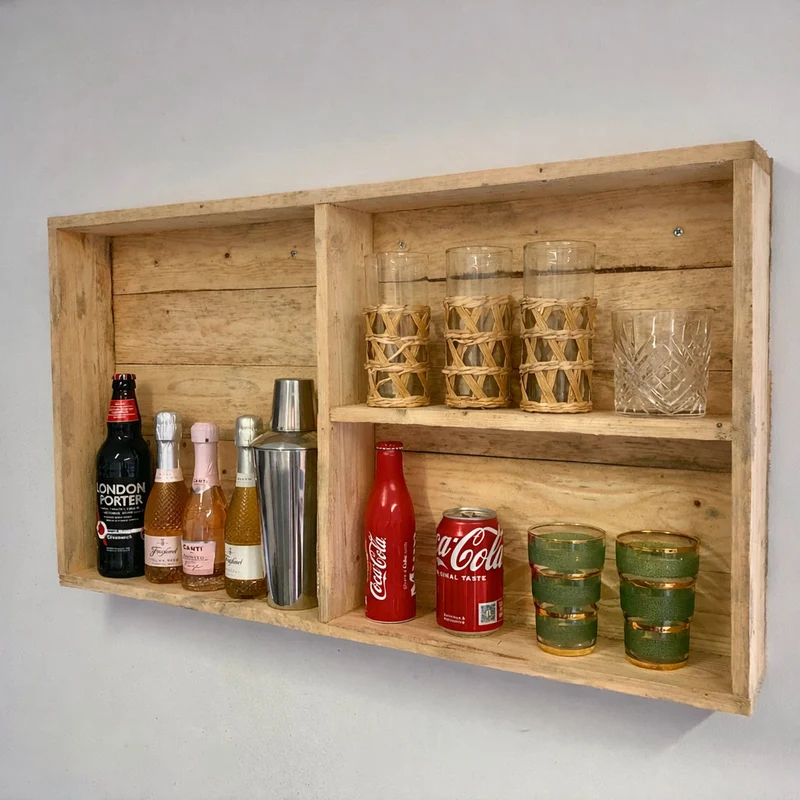 Rustic Wooden Bar Shelving Unit for Pub Shed & Garden Pub