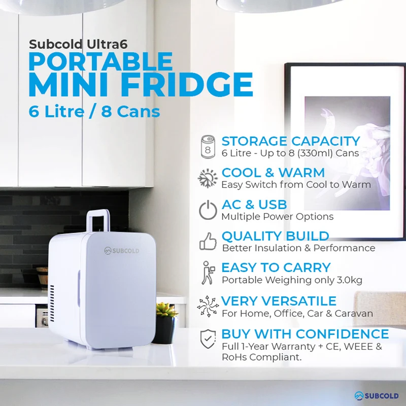Subcold Ultra 6L Mini Fridge - White | Refurbished