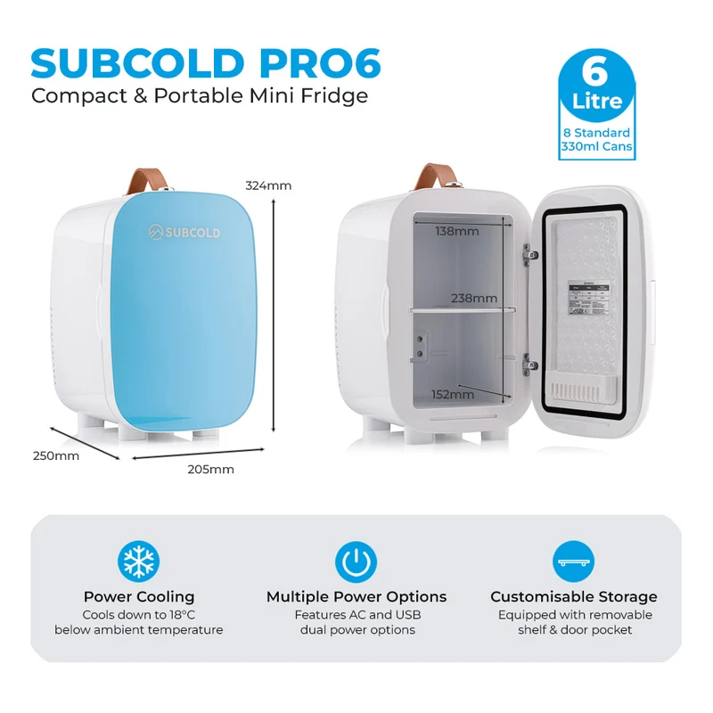 Pro 6L Mini Fridge - Blue | Refurbished