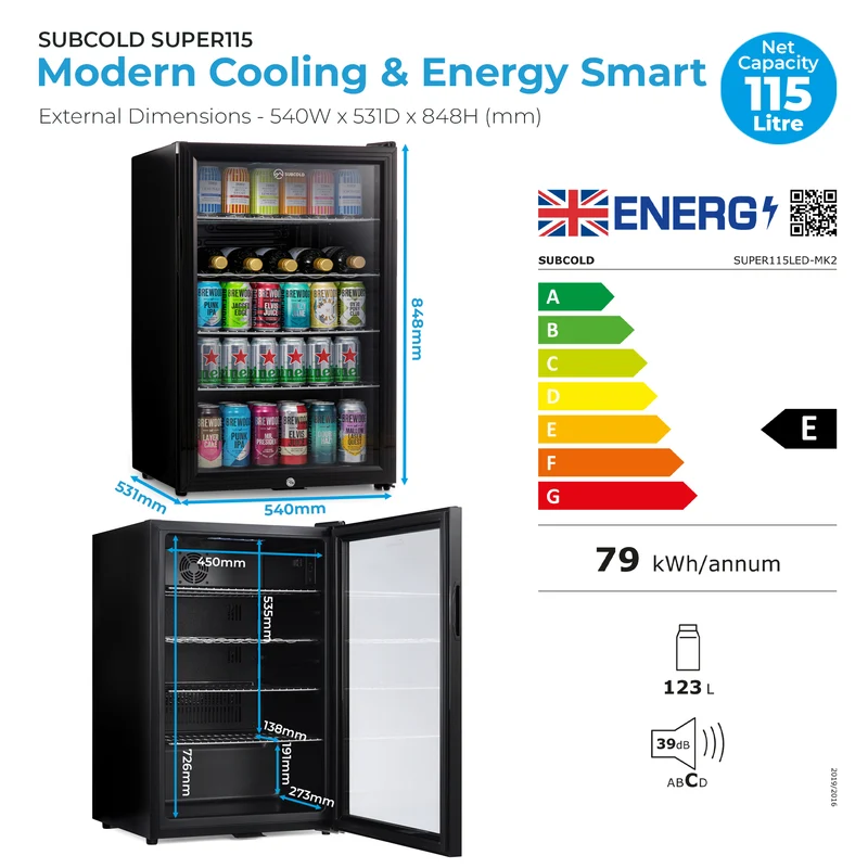 Subcold Super 115 LED Beer Fridge - Black | Refurbished