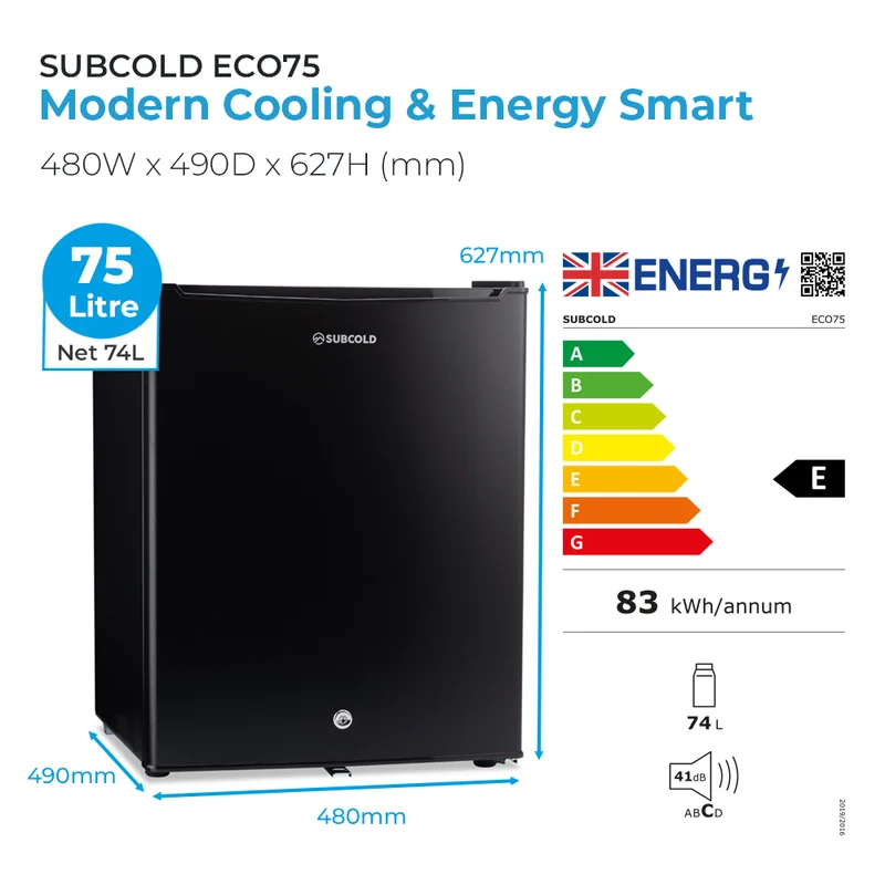 Subcold Eco75 Table Top Fridge - Black | Refurbished