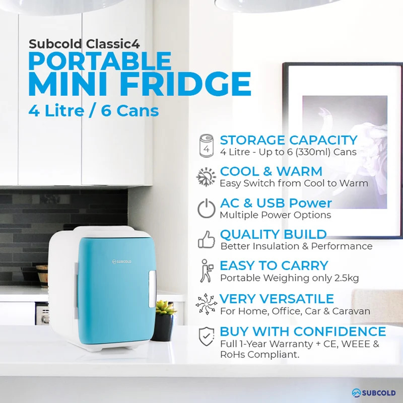 Subcold Classic 4L Mini Fridge - Blue | Refurbished
