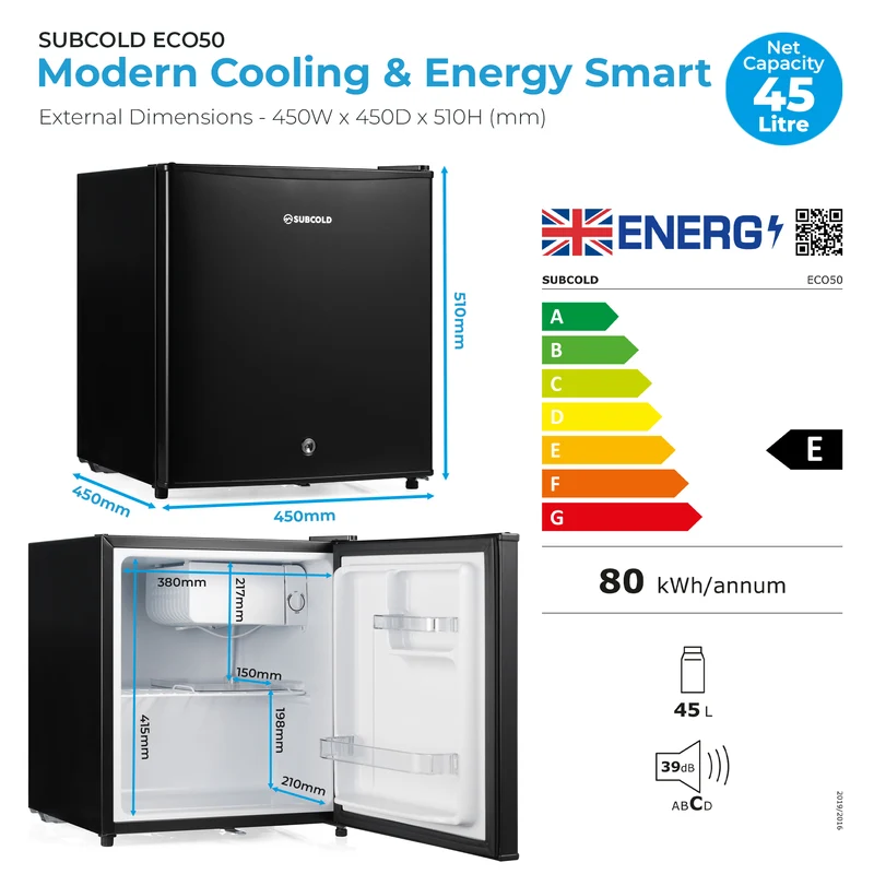 Subcold Eco50 Mini Fridge - Black | Refurbished