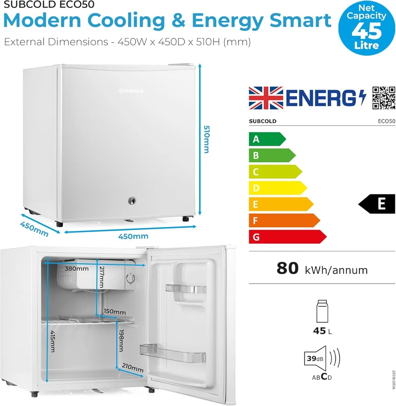Subcold Eco50 Mini Fridge - White | Refurbished