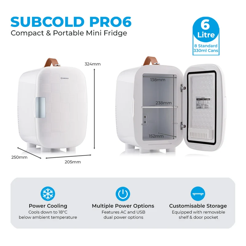 Pro 6L Cheq Mini Fridge - White | Refurbished
