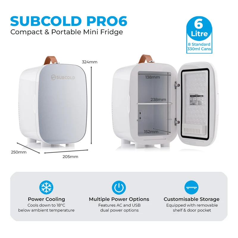 Pro 6L Mini Fridge - Grey | Refurbished