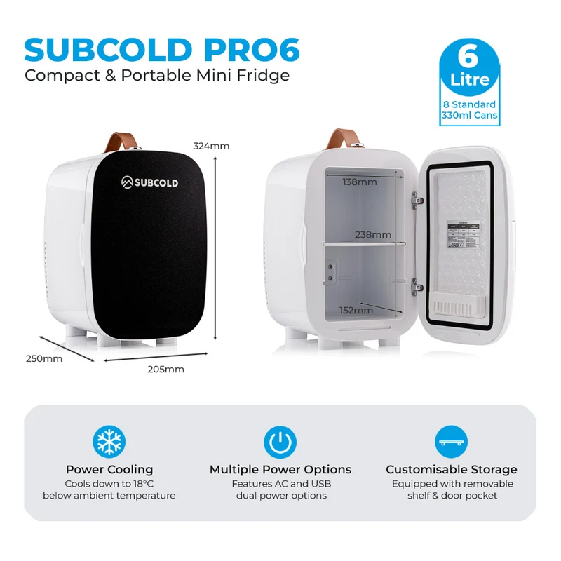 Pro 6L Mini Fridge - Black | Refurbished