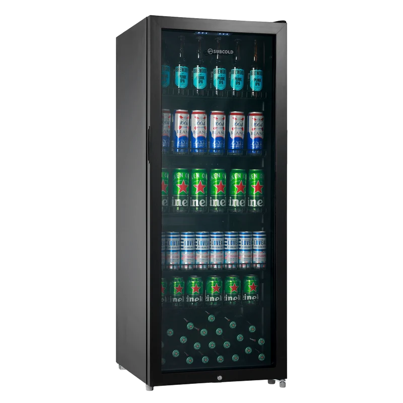 Subcold MAXI250LED Tall Drinks Fridge - 237L Glass Door Beer Fridge for Home Bar & Man Cave - Black