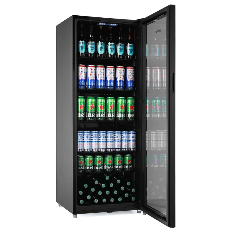 Subcold MAXI250LED Tall Drinks Fridge - 237L Glass Door Beer Fridge for Home Bar & Man Cave - Black