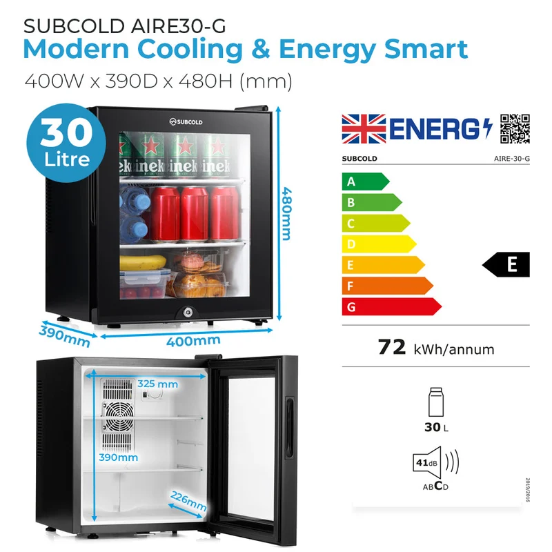 Subcold Aire30-G LED Mini Fridge - Black
