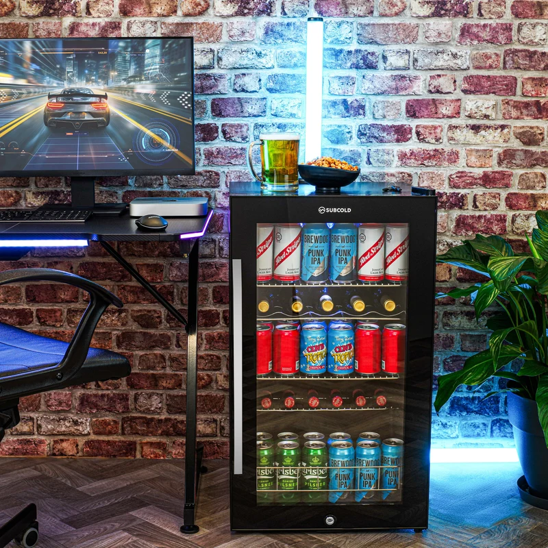 Subcold Ace 100 Beer Fridge Black - 95L Lockable Drinks Fridge for Home Bars, Gaming Rooms & Man Caves
