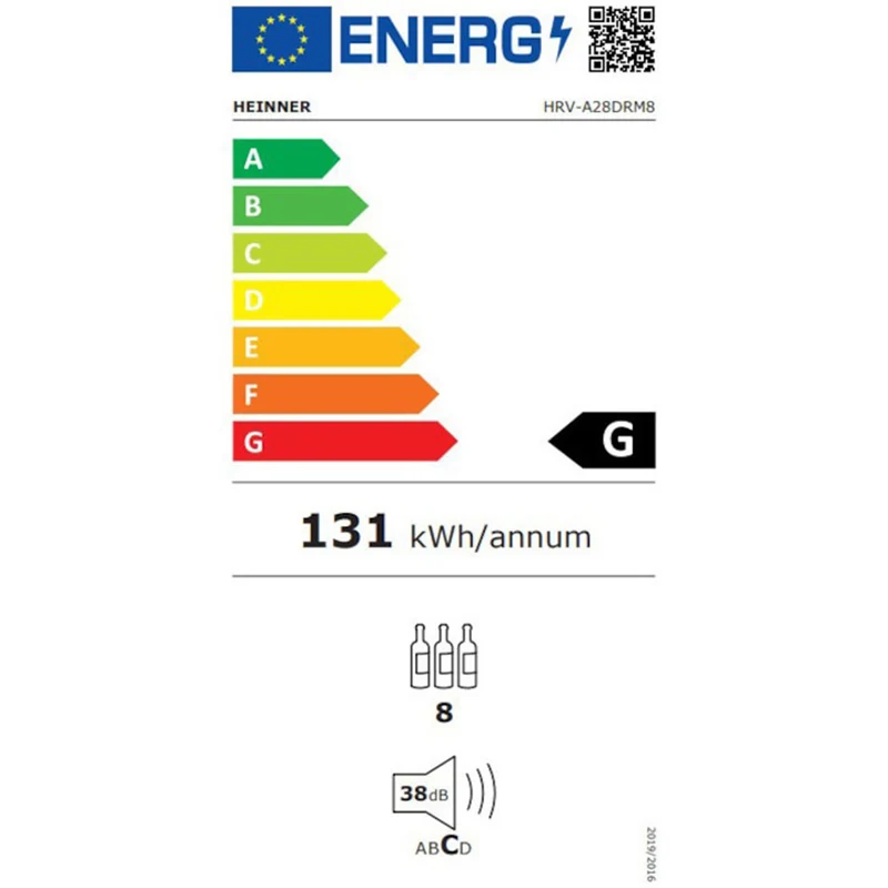 Heinner HRV-A28DRM8 wijnkoelkast – 28 liter – 8 flessen – metalen leggers