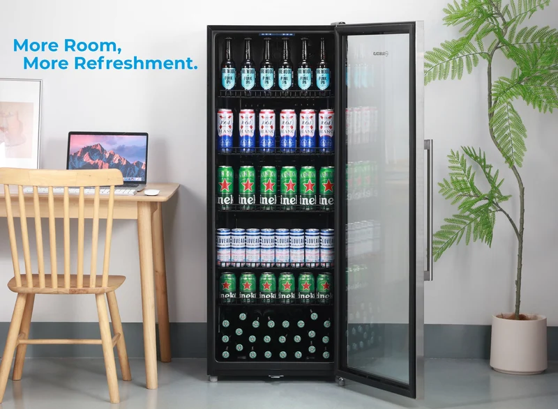 Subcold MAXI250LED Tall Drinks Fridge – 237L Glass Door Beer Fridge for Home Bar & Man Cave - Stainless Steel