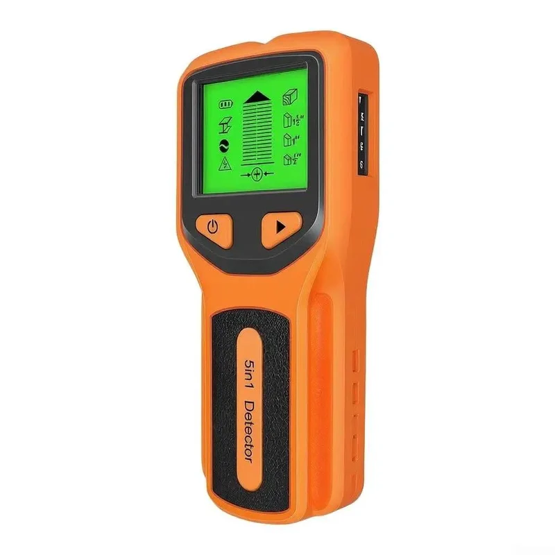 Total Game Changer Five In One Stud Finder Wall Scanner With Bright LCD Screen For Pinpointing Wood Studs Live AC Cables And Pipes Behind Drywall Dead Accurate Deep Scan Range Up To 2 36 Inches Orange