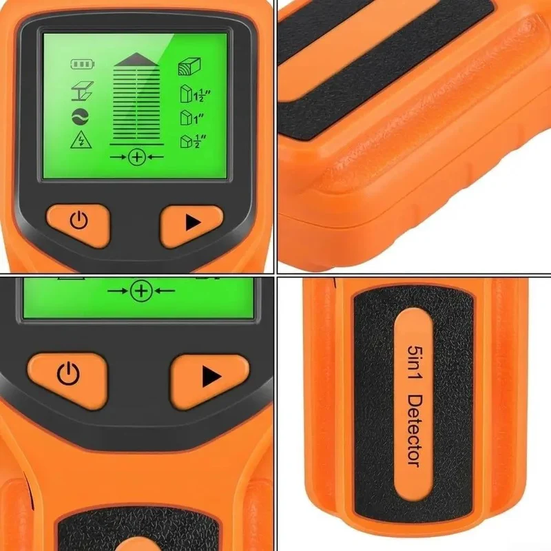 Total Game Changer Five In One Stud Finder Wall Scanner With Bright LCD Screen For Pinpointing Wood Studs Live AC Cables And Pipes Behind Drywall Dead Accurate Deep Scan Range Up To 2 36 Inches Orange
