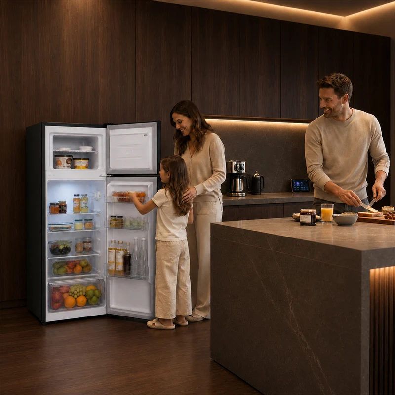 Heinner koel-vriescombinatie HF-H2206BKE – 206 liter – zwart – energielabel E