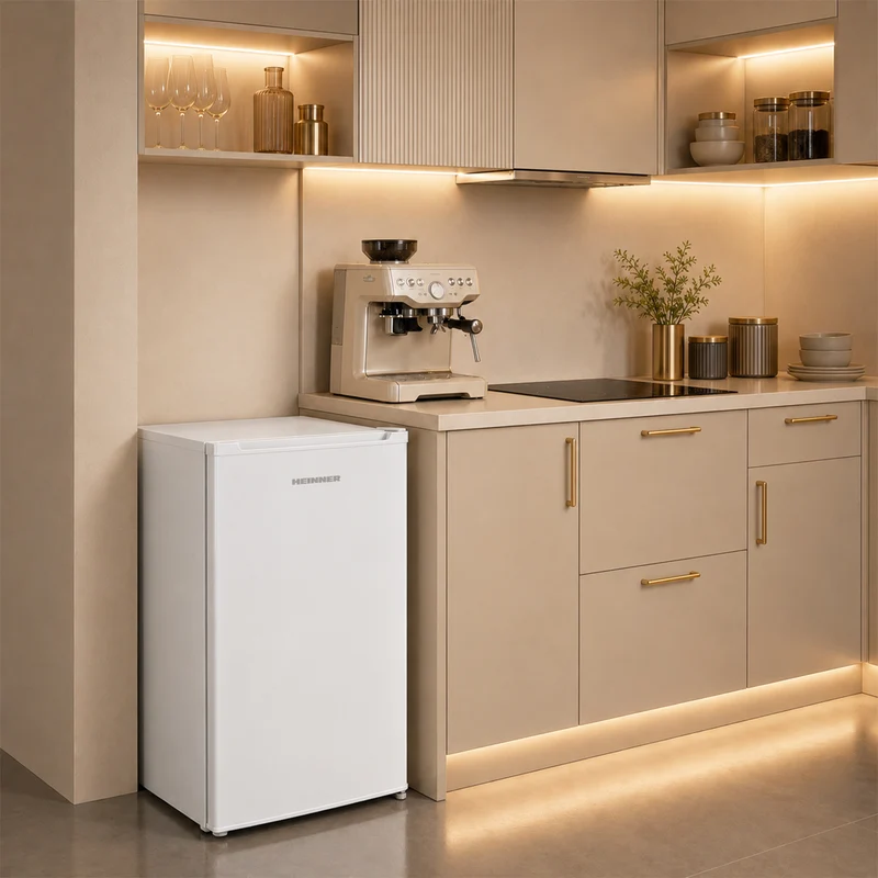 Tafelmodel koelkast Heinner HF-HM90E – 90 liter – omkeerbare deur – energielabel E