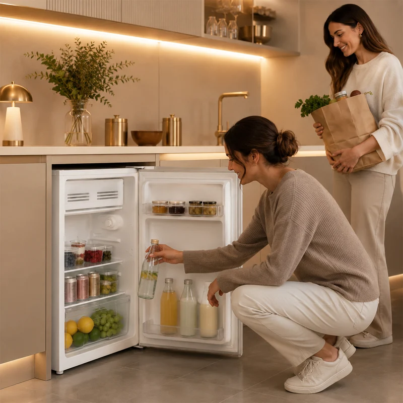 Tafelmodel koelkast Heinner HF-HM90E – 90 liter – omkeerbare deur – energielabel E