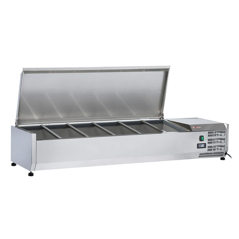Kühlaufsatzvitrine für 5x GN 1/3 & 1x GN 1/2 Behälter, 150 cm, WR-SY15-C3