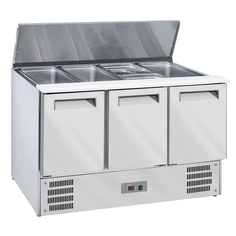 Profi Saladette mit 3 Türen , für 4x GN 1/1 , 1365 mm, WR-SAL6-S3