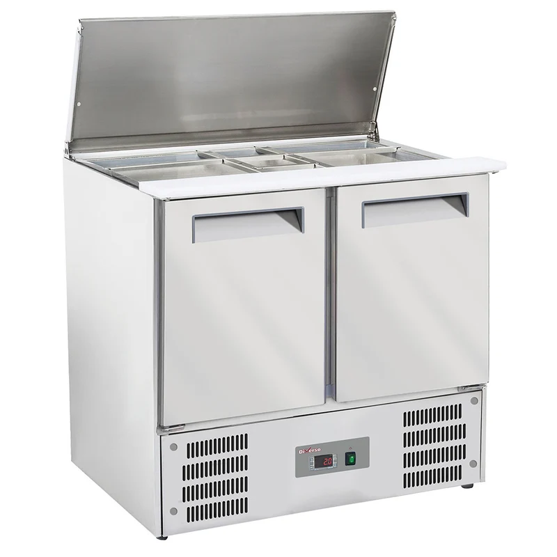 Gastro Saladette mit 2 Türen und Schneidebrett , 900 mm, WR-SAL6-S2