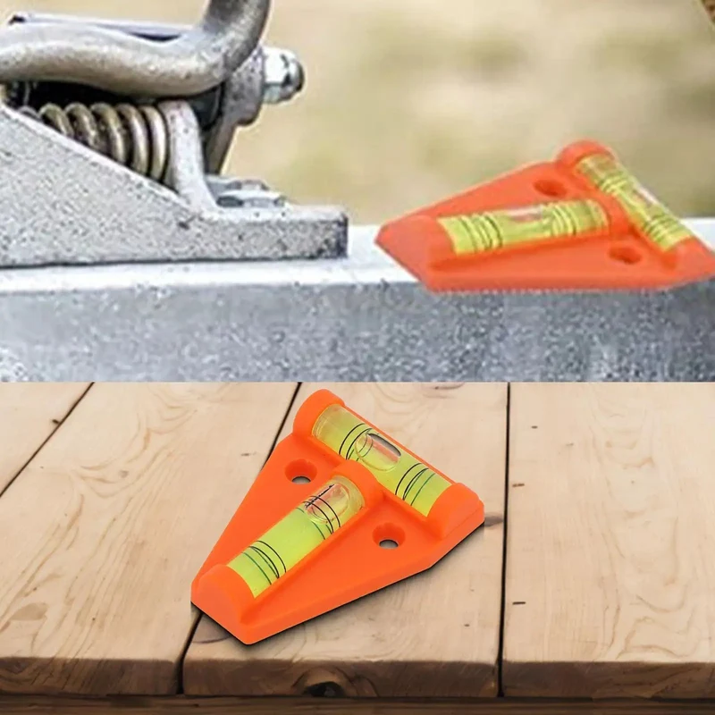 Badass Orange T-Shaped Two-Way Bubble Level For Camper And Motorhome Rig With Glowing Fluorescent Vial For Quick Level Checks And Wall Mount Install Perfect For Overland Adventures And Van Life