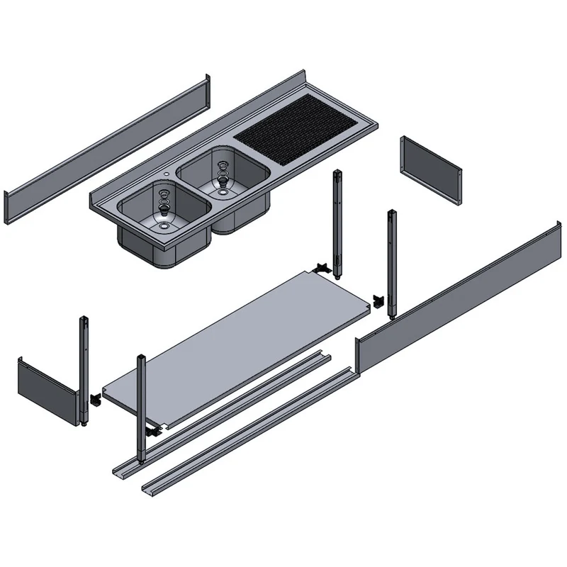 Spültisch 1 Becken mit Undergestell - L710-KD-D