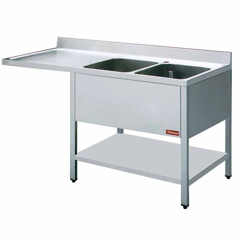 Spültisch 2 Becken und 1 Abtropffläche - L1621VS-D