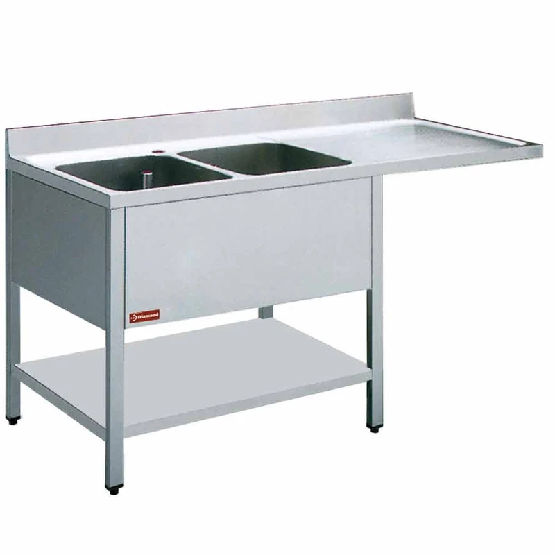 Spültisch 2 Becken und 1 Abtropffläche - L1621VD-D