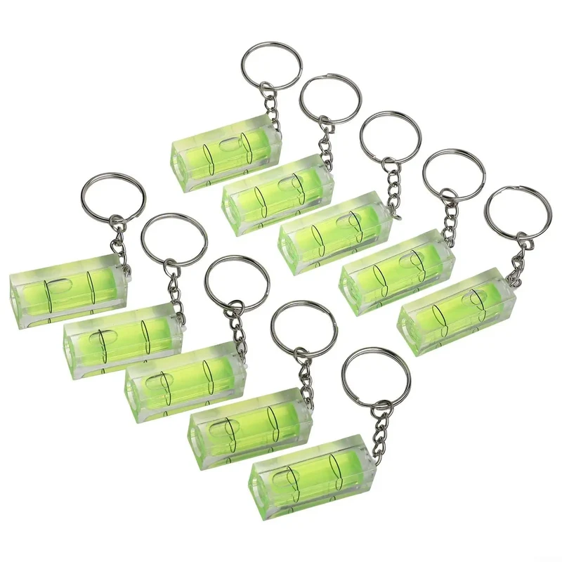 Slick 10 Pack Mini Spirit Levels and Acrylic Glass Precision Squares Built For Keychain Clip With Straight Up Accuracy For Home Builds and Trade Tool Gear Or Snappy Layout Checks Anywhere