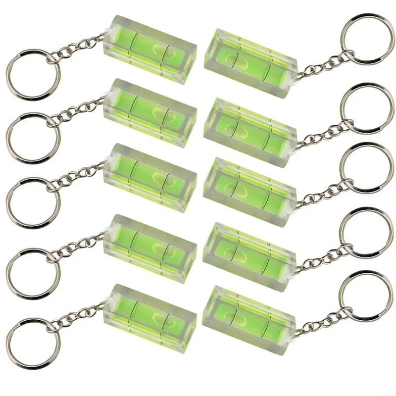 Slick 10 Pack Mini Spirit Levels and Acrylic Glass Precision Squares Built For Keychain Clip With Straight Up Accuracy For Home Builds and Trade Tool Gear Or Snappy Layout Checks Anywhere