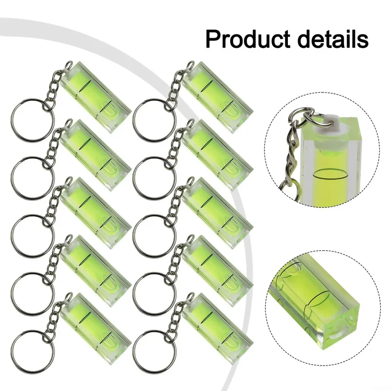 Slick 10 Pack Mini Spirit Levels and Acrylic Glass Precision Squares Built For Keychain Clip With Straight Up Accuracy For Home Builds and Trade Tool Gear Or Snappy Layout Checks Anywhere