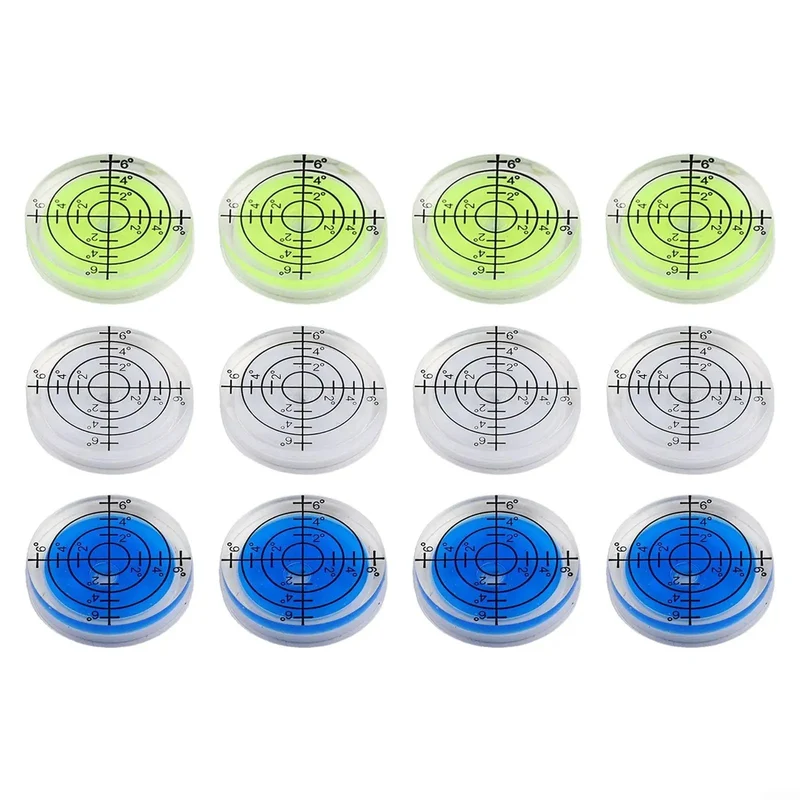 Hella Precise 32Mm Round Bubble Level Set Of Twelve Vibrant Yellow Green Blue White Spirit Measuring Tools For Acrylic Projects Carpentry Work Top Tier
