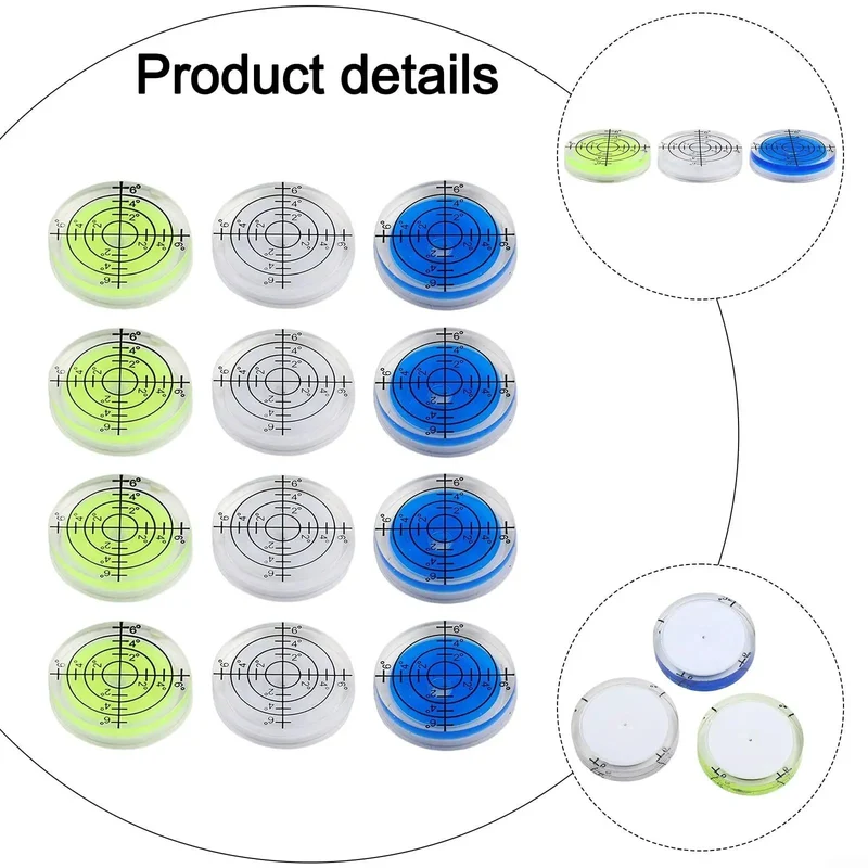 Hella Precise 32Mm Round Bubble Level Set Of Twelve Vibrant Yellow Green Blue White Spirit Measuring Tools For Acrylic Projects Carpentry Work Top Tier