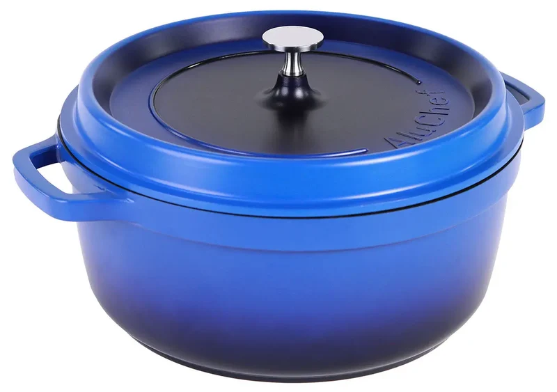 Aluminiumguss Cocotte Schmorkochtopf rund 28 cm blau